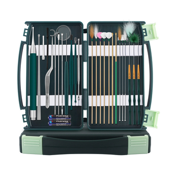 Sada na čistenie uší pre deti so svetlými lyžičkami a zväčšením; materiály: nehrdzavejúca oceľ, plast, bambus; 100 kusov; s logom