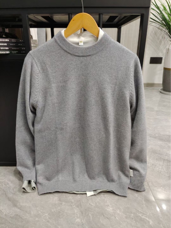 Πουλόβερ κασμίρι σε κορεατικό στυλ, φαρδιά γραμμή, στρογγυλός λαιμός, μακριά μανίκια, περιεκτικότητα σε κασμίρι 81-85%