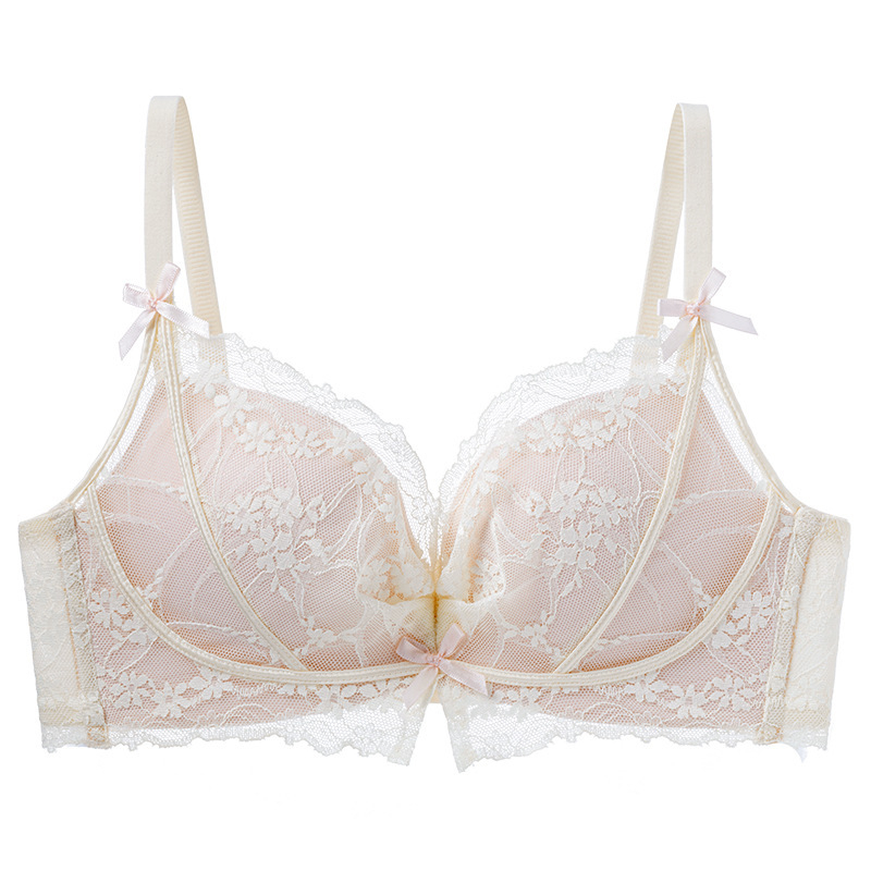 Ασύρματο δαντελένιο σουτιέν με push-up, χωρίς μεταλλικές ενισχύσεις, 3/4 καλύμματα, μορφοποιημένες θήκες, πίσω κούμπωμα με τρεις σειρές αγκίστρων, νάιλον ύφασμα