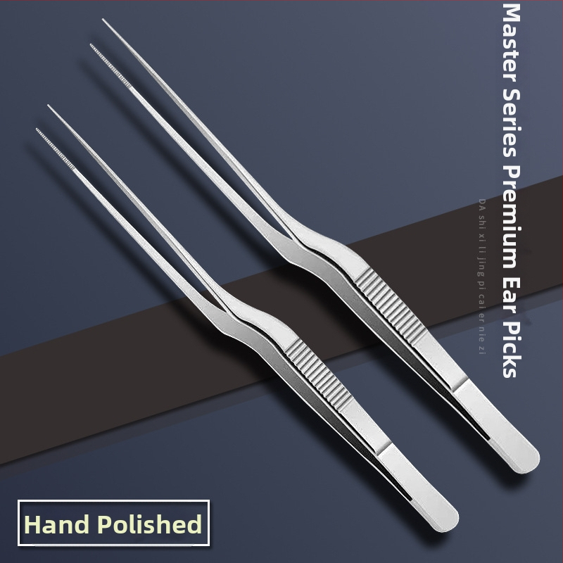 Pištoľovitý tvar, ohnuté pinzety na čistenie uší z nehrdzavejúcej ocele, na profesionálne použitie