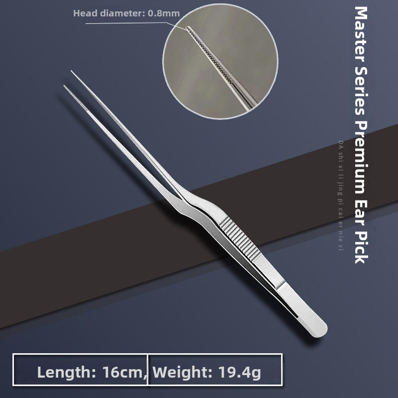 Pištoľovitý tvar, ohnuté pinzety na čistenie uší z nehrdzavejúcej ocele, na profesionálne použitie