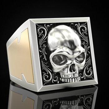 Leiar prsten sa skeletnom glavom, unisex, legura, model GK-F63