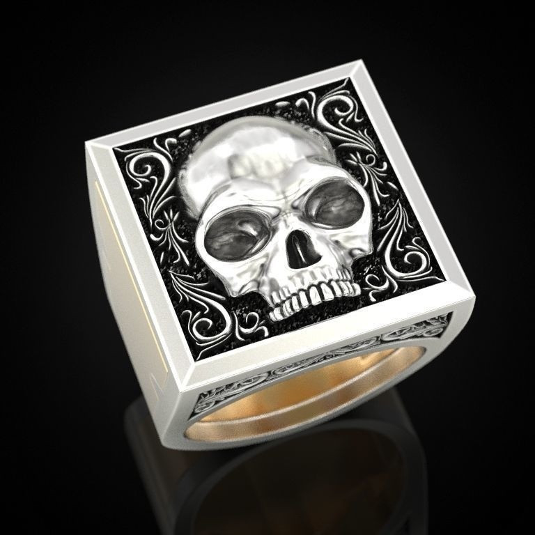 Leiar prsten sa skeletnom glavom, unisex, legura, model GK-F63