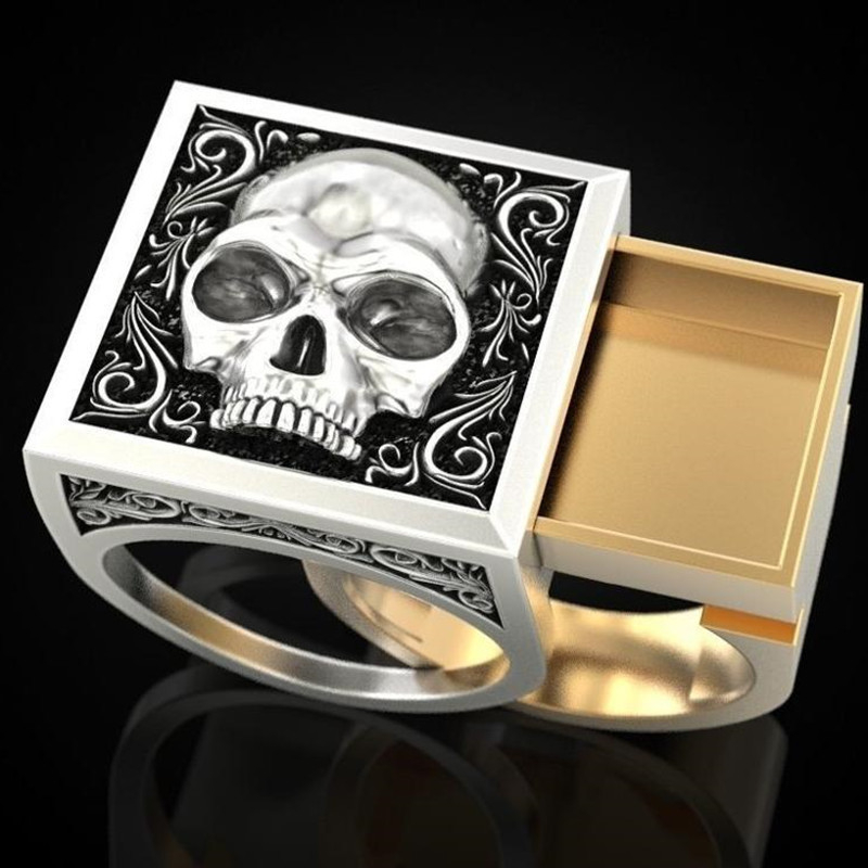 Leiar prsten sa skeletnom glavom, unisex, legura, model GK-F63