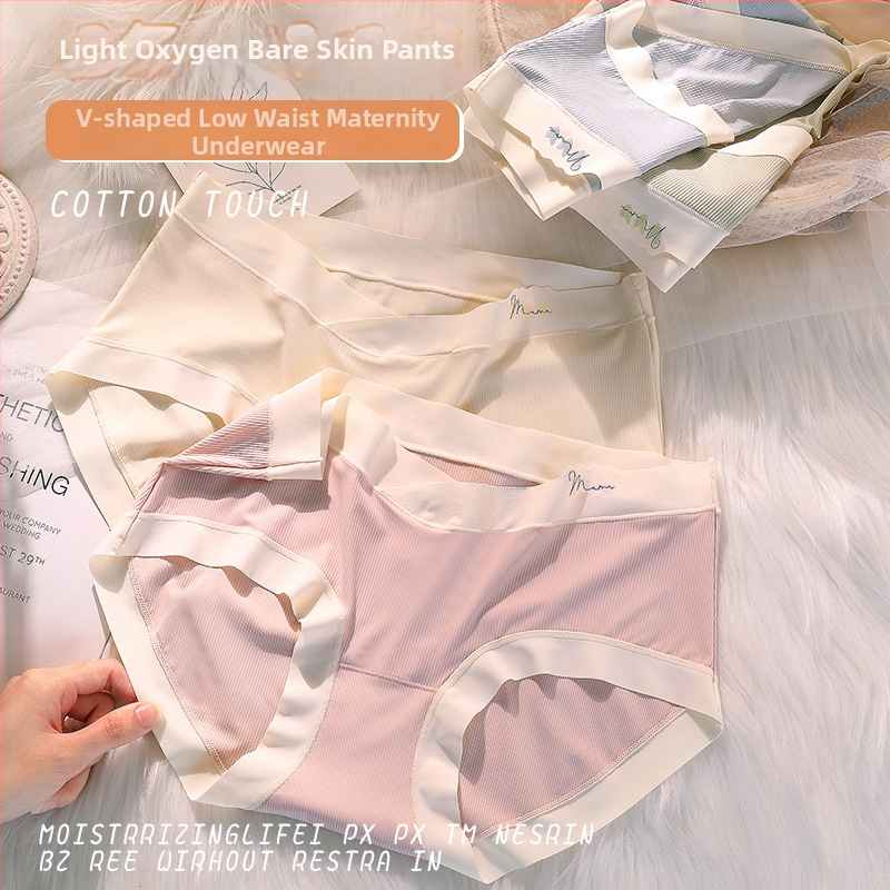 Tehotenské bavlnené spodné nohavičky pre tehotné ženy, priedušné s nízkym pásom, bavlnená podšívka, 90–95% bavlna
