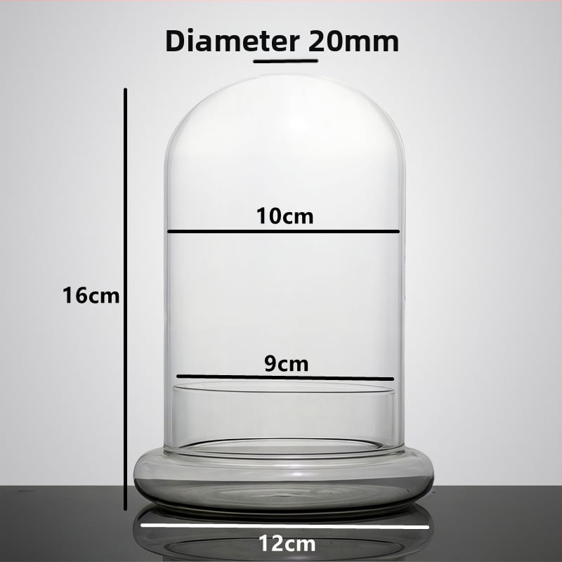 Стъклен купол с база за вечни цветя – микро ландшафт с мъх и растения, издухано стъкло, нов китайски стил, код на продукта 514555
