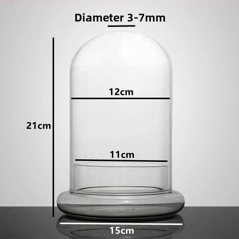 Стъклен купол с база за вечни цветя – микро ландшафт с мъх и растения, издухано стъкло, нов китайски стил, код на продукта 514555