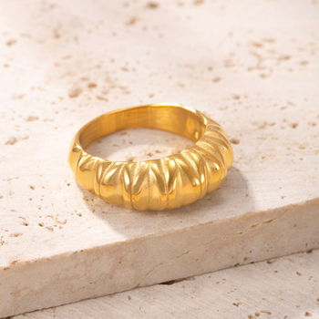 Rozsdamentes acél gyűrű, geometriai dizájn, elektroplakálás, retro stílus