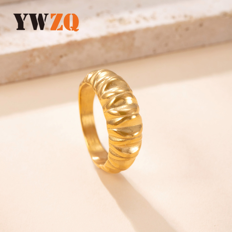 Rozsdamentes acél gyűrű, geometriai dizájn, elektroplakálás, retro stílus