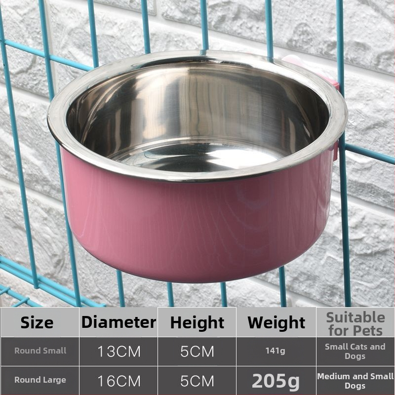 Posuda za mačku od nehrđajućeg čelika, viseća i fiksna zdjela za vodu i hranu
