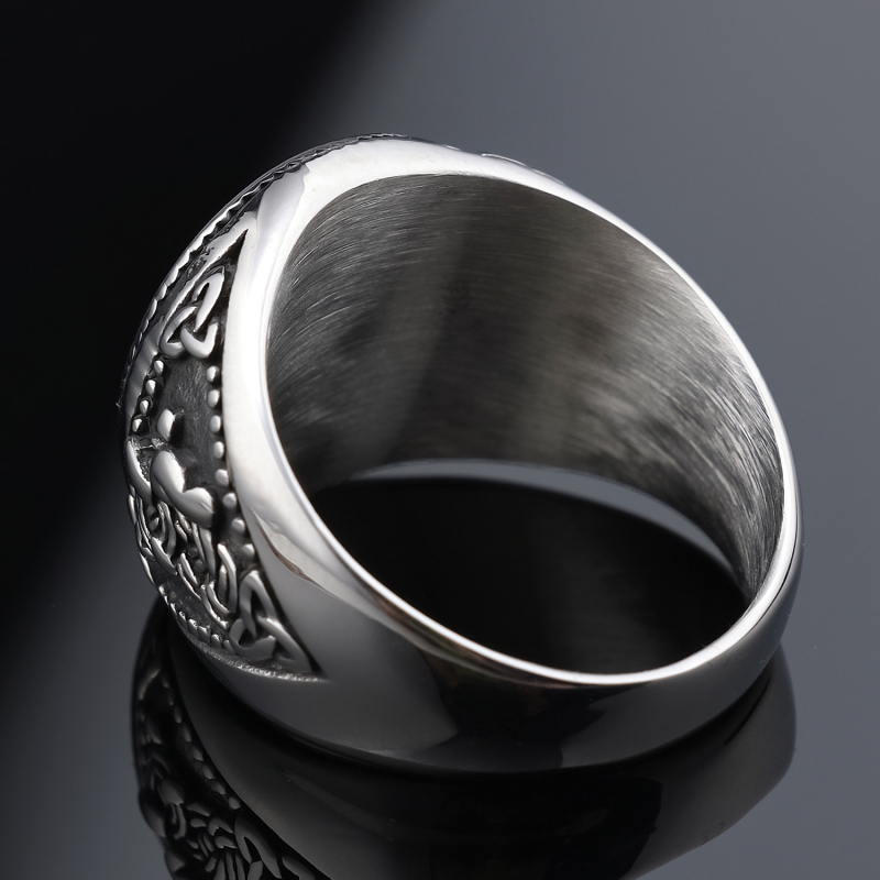 Inel din oțel inoxidabil cu design geometric viking runic, unisex, finisaj lucios, stil vintage, primăvara 2023