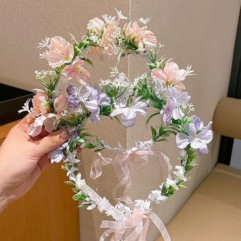 Κορδέλα μαλλιών με στεφάνι λουλουδιών, πριγκίπισσα, υλικό πλαστικό/ρητίνη, για παιδιά 3–10 ετών, άνοιξη 2025