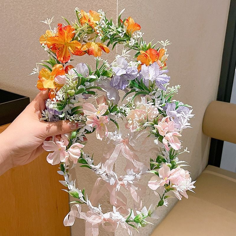 Κορδέλα μαλλιών με στεφάνι λουλουδιών, πριγκίπισσα, υλικό πλαστικό/ρητίνη, για παιδιά 3–10 ετών, άνοιξη 2025