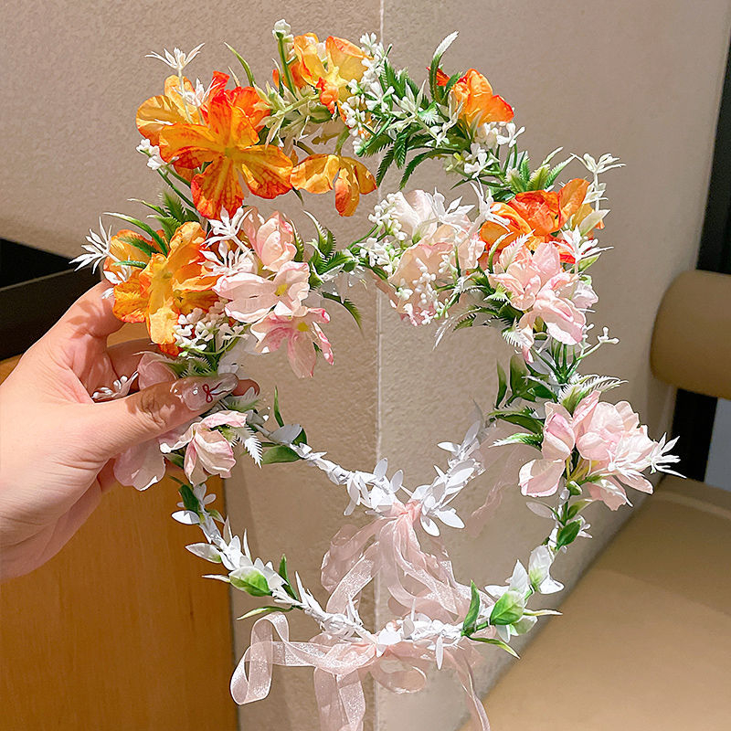 Κορδέλα μαλλιών με στεφάνι λουλουδιών, πριγκίπισσα, υλικό πλαστικό/ρητίνη, για παιδιά 3–10 ετών, άνοιξη 2025