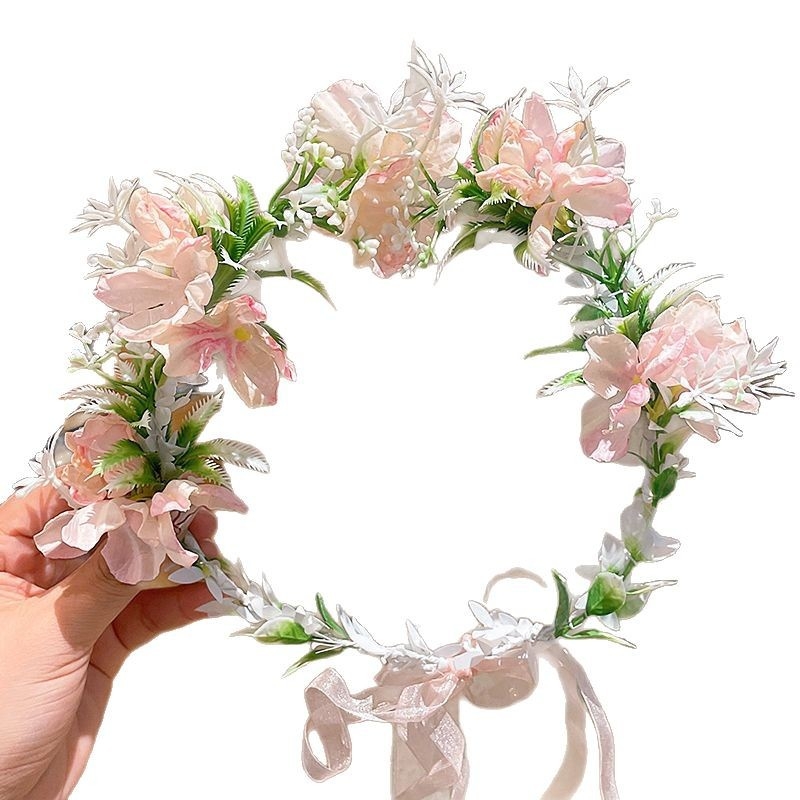 Κορδέλα μαλλιών με στεφάνι λουλουδιών, πριγκίπισσα, υλικό πλαστικό/ρητίνη, για παιδιά 3–10 ετών, άνοιξη 2025