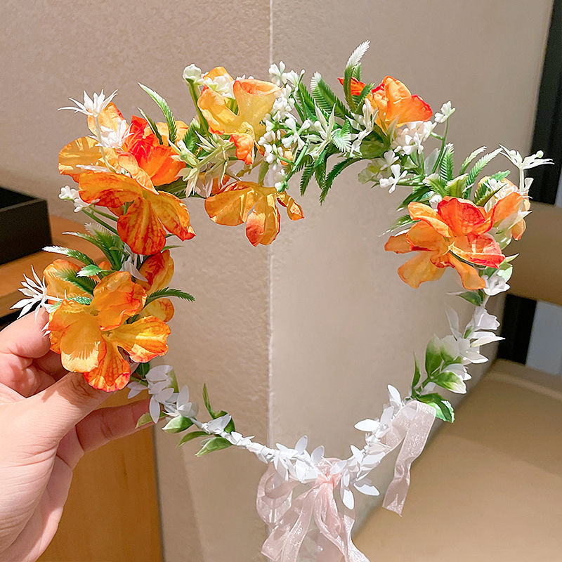 Κορδέλα μαλλιών με στεφάνι λουλουδιών, πριγκίπισσα, υλικό πλαστικό/ρητίνη, για παιδιά 3–10 ετών, άνοιξη 2025