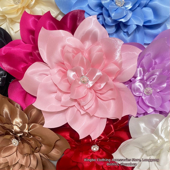 Floare mare artificială pentru păr din poliester – floare DIY din țesătură cu cristale, Xingbo