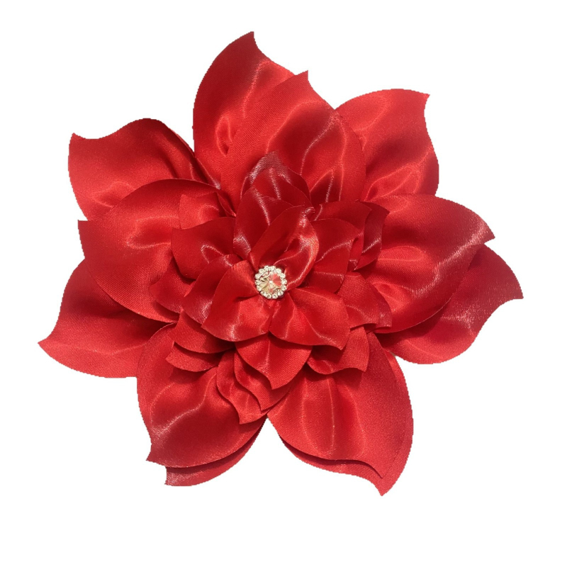 Floare mare artificială pentru păr din poliester – floare DIY din țesătură cu cristale, Xingbo