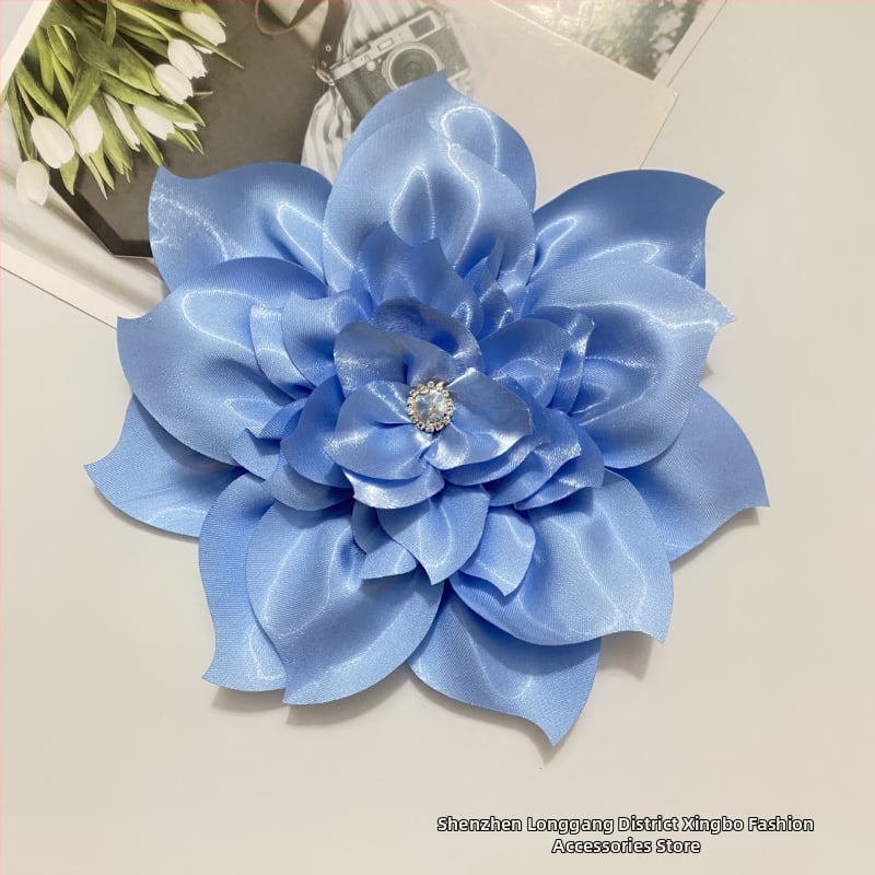 Floare mare artificială pentru păr din poliester – floare DIY din țesătură cu cristale, Xingbo