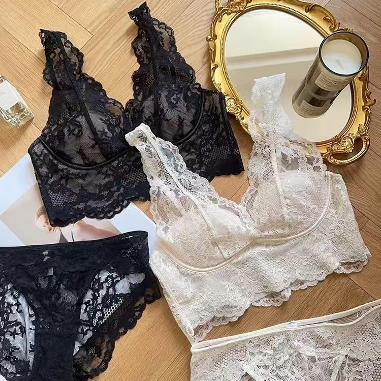 Sutien în stil vestă cu dantelă, cupa 3/4, cupă subțire modelată, material nylon, fără inel metalic