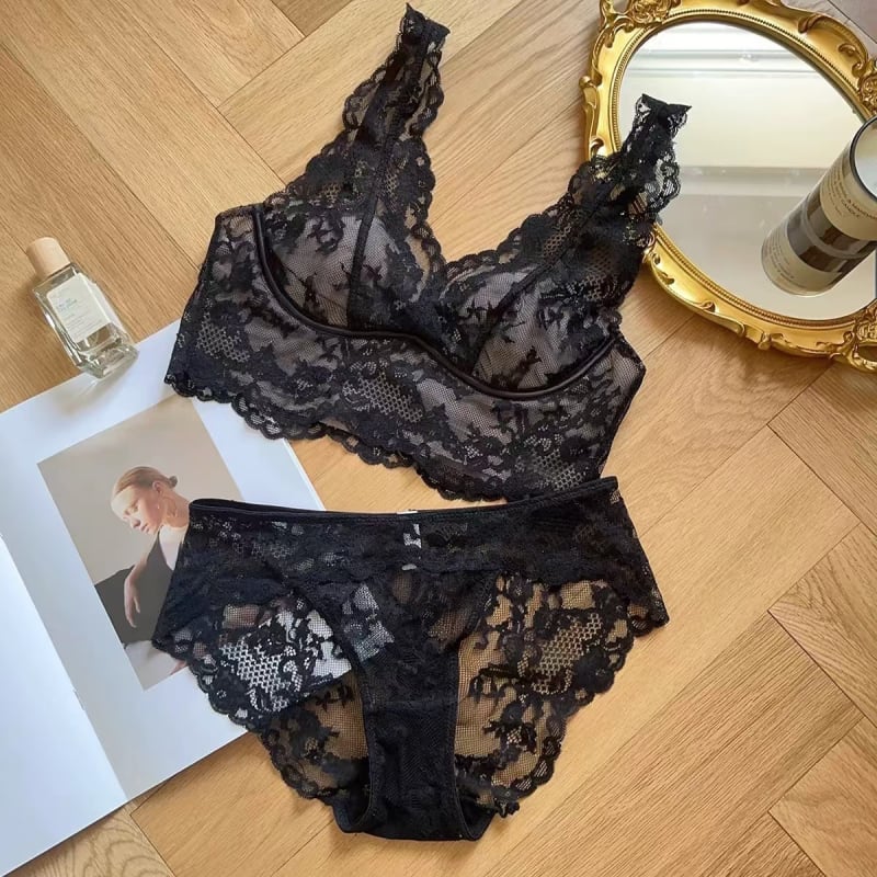 Sutien în stil vestă cu dantelă, cupa 3/4, cupă subțire modelată, material nylon, fără inel metalic