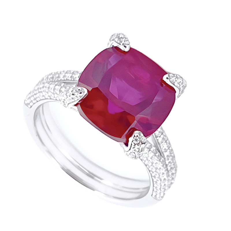 Пръстен S925 стерлингово сребро със рубин и камъни, дамски лайт лукс стил