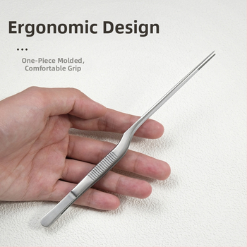 Nerezové oceľové pinzety na čistenie uší s dizajnom pištoľového ohybu, protišmyková rukoväť a zubovité špičky — na odstránenie ušného mazu a cudzieho predmetu, Little Plum