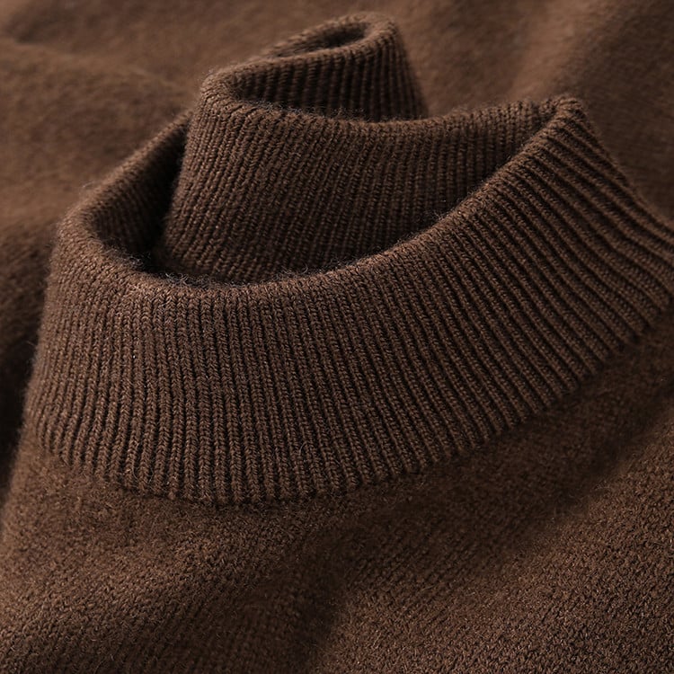 Ανδρικός πουλόβερ από 100% μαλλί με ημιψηλό λαιμό, παχύ πλέξιμο, 420 g, μακριά μανίκια