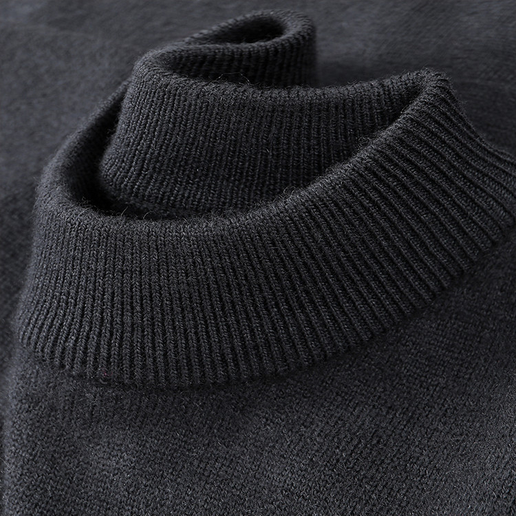 Ανδρικός πουλόβερ από 100% μαλλί με ημιψηλό λαιμό, παχύ πλέξιμο, 420 g, μακριά μανίκια