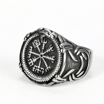 Unisex prsten od nehrđajućeg čelika s vikingskim runama, poliran završetak, snažan stil