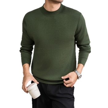 Ανδρικό πλεκτό πουλόβερ με στρογγυλή λαιμόκοψη, χαλαρή γραμμή, αναπνεύσιμο ύφασμα που απομακρύνει την υγρασία, ακρυλική ανάμιξη 46% με νάιλον, πολυεστέρα, κασμίρ και μετάξι