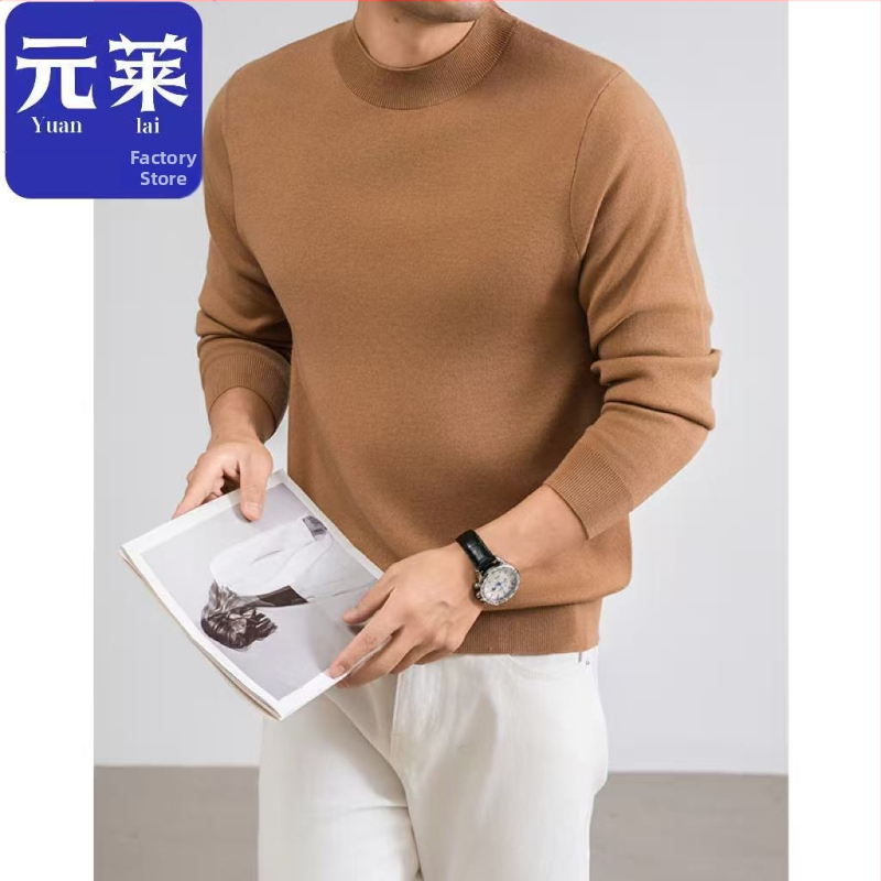 Ανδρικό πλεκτό πουλόβερ με στρογγυλή λαιμόκοψη, χαλαρή γραμμή, αναπνεύσιμο ύφασμα που απομακρύνει την υγρασία, ακρυλική ανάμιξη 46% με νάιλον, πολυεστέρα, κασμίρ και μετάξι