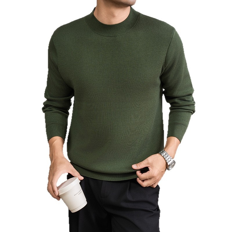 Ανδρικό πλεκτό πουλόβερ με στρογγυλή λαιμόκοψη, χαλαρή γραμμή, αναπνεύσιμο ύφασμα που απομακρύνει την υγρασία, ακρυλική ανάμιξη 46% με νάιλον, πολυεστέρα, κασμίρ και μετάξι