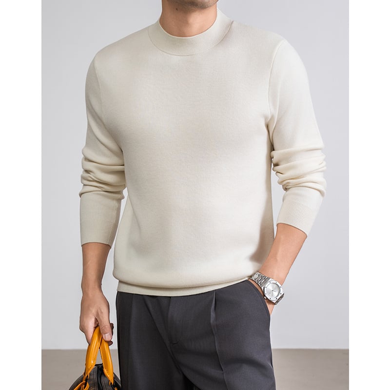 Ανδρικό πλεκτό πουλόβερ με στρογγυλή λαιμόκοψη, χαλαρή γραμμή, αναπνεύσιμο ύφασμα που απομακρύνει την υγρασία, ακρυλική ανάμιξη 46% με νάιλον, πολυεστέρα, κασμίρ και μετάξι