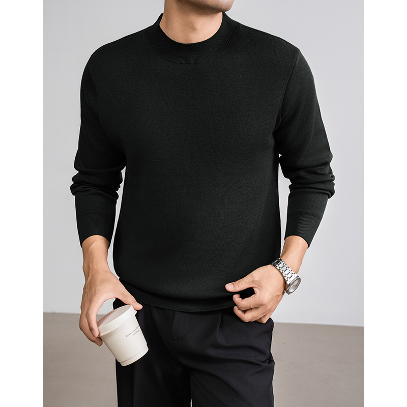 Ανδρικό πλεκτό πουλόβερ με στρογγυλή λαιμόκοψη, χαλαρή γραμμή, αναπνεύσιμο ύφασμα που απομακρύνει την υγρασία, ακρυλική ανάμιξη 46% με νάιλον, πολυεστέρα, κασμίρ και μετάξι