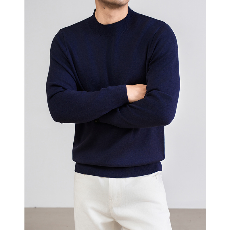 Ανδρικό πλεκτό πουλόβερ με στρογγυλή λαιμόκοψη, χαλαρή γραμμή, αναπνεύσιμο ύφασμα που απομακρύνει την υγρασία, ακρυλική ανάμιξη 46% με νάιλον, πολυεστέρα, κασμίρ και μετάξι