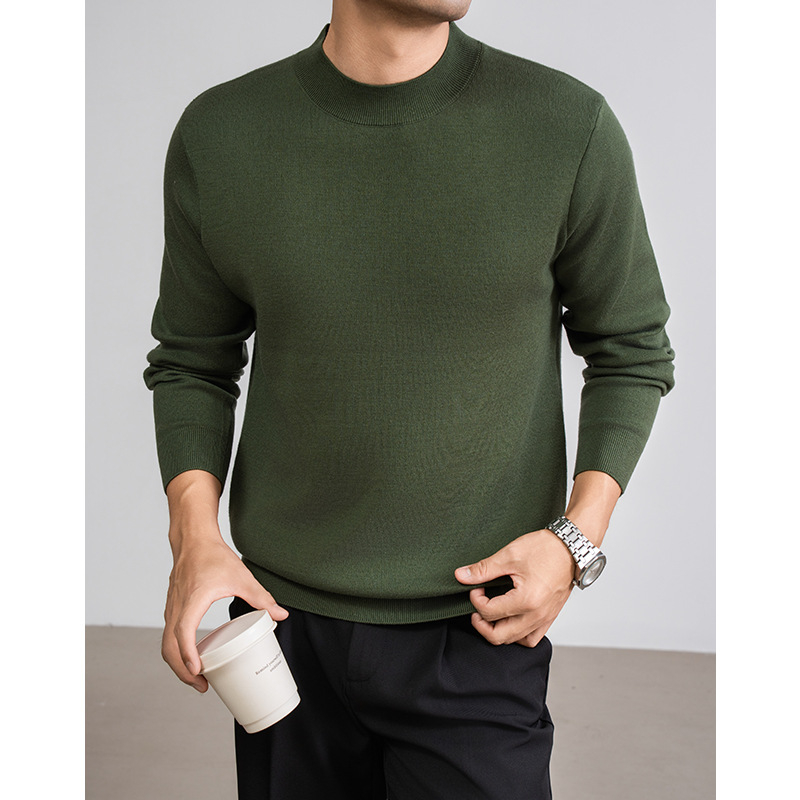 Ανδρικό πλεκτό πουλόβερ με στρογγυλή λαιμόκοψη, χαλαρή γραμμή, αναπνεύσιμο ύφασμα που απομακρύνει την υγρασία, ακρυλική ανάμιξη 46% με νάιλον, πολυεστέρα, κασμίρ και μετάξι