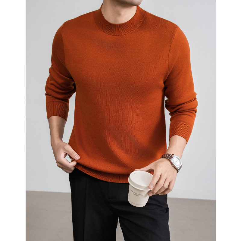 Ανδρικό πλεκτό πουλόβερ με στρογγυλή λαιμόκοψη, χαλαρή γραμμή, αναπνεύσιμο ύφασμα που απομακρύνει την υγρασία, ακρυλική ανάμιξη 46% με νάιλον, πολυεστέρα, κασμίρ και μετάξι