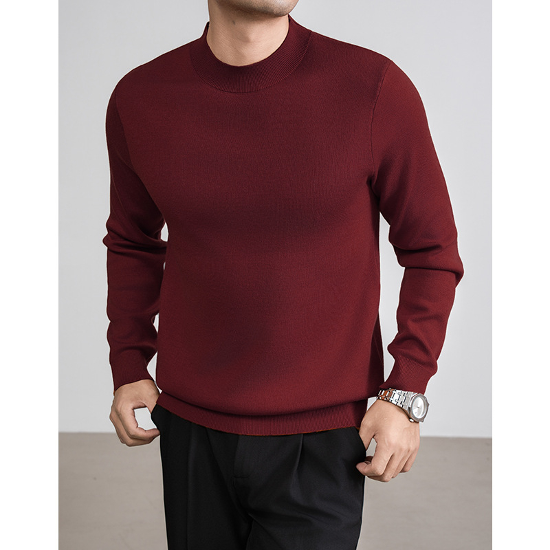Ανδρικό πλεκτό πουλόβερ με στρογγυλή λαιμόκοψη, χαλαρή γραμμή, αναπνεύσιμο ύφασμα που απομακρύνει την υγρασία, ακρυλική ανάμιξη 46% με νάιλον, πολυεστέρα, κασμίρ και μετάξι