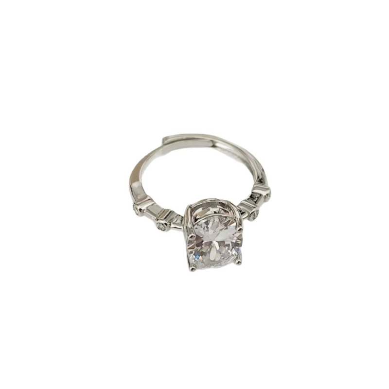 Kangzhina Jewelry Geometrijski prsten od cirkonija za žene | Polirano elektroplatiranje, Materijal: cirkon
