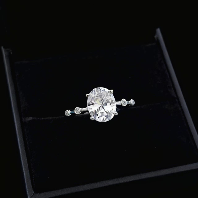 Kangzhina Jewelry Geometrijski prsten od cirkonija za žene | Polirano elektroplatiranje, Materijal: cirkon