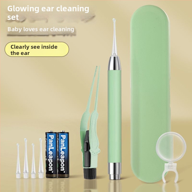 Svietiaca detská lyžička na uši so svetlom, viditeľná a odnímateľná pomôcka na čistenie uší