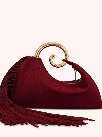 Corduroy večernja clutch torbica s resicama, horizontalni kvadratni oblik, zatvaranje zipom, poliester podstava