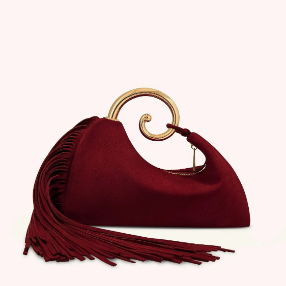 Corduroy večernja clutch torbica s resicama, horizontalni kvadratni oblik, zatvaranje zipom, poliester podstava