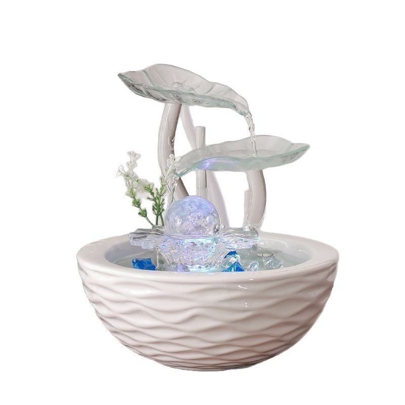 Kerámiából készült asztali szökőkút – modern minimalista Feng Shui dekoráció otthoni/irodai használatra, kézzel készített