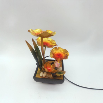 Asztali vízszökőkút fémből, elektroplattázott felülettel, testreszabható opciók, modern minimalista stílus