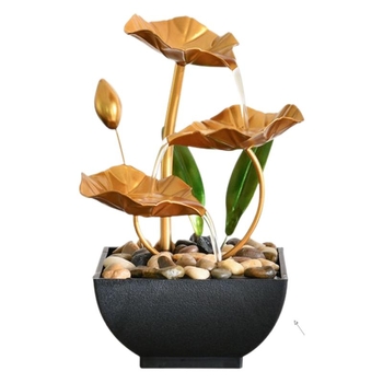 Asztali vízszökőkút fémből, elektroplattázott felülettel, testreszabható opciók, modern minimalista stílus