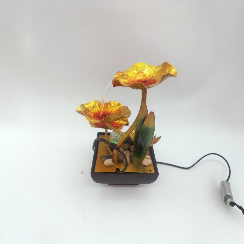 Asztali vízszökőkút fémből, elektroplattázott felülettel, testreszabható opciók, modern minimalista stílus