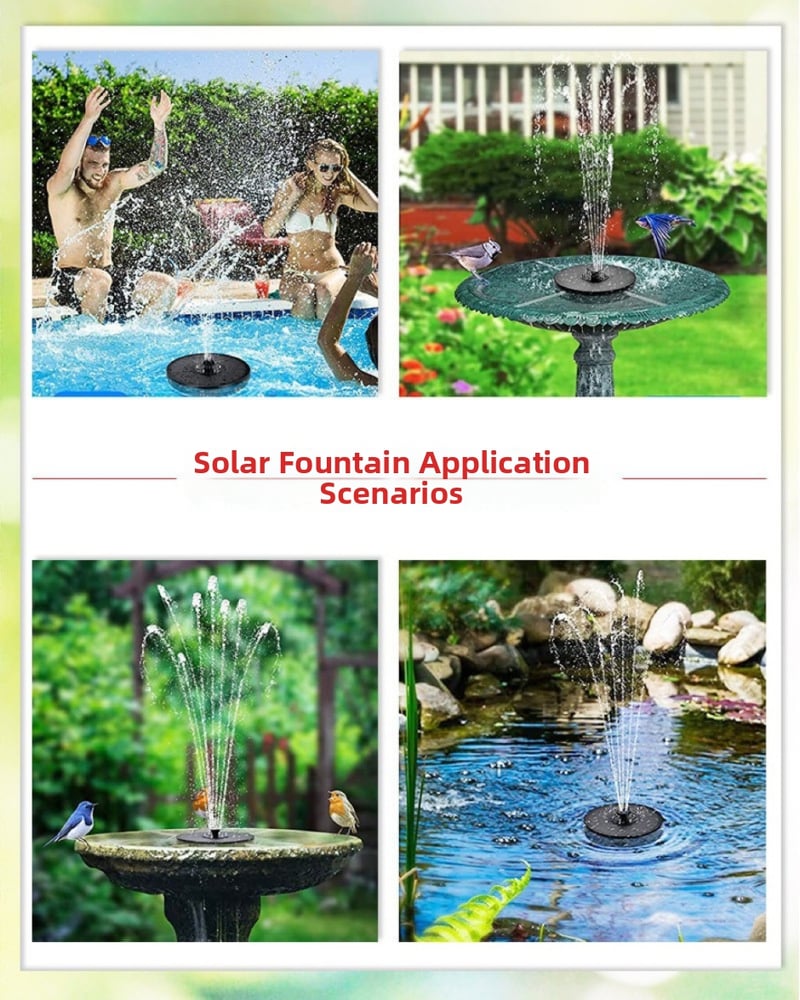 Соларен светлинен фонтан с LED осветление и смесено пръскане за външен двор