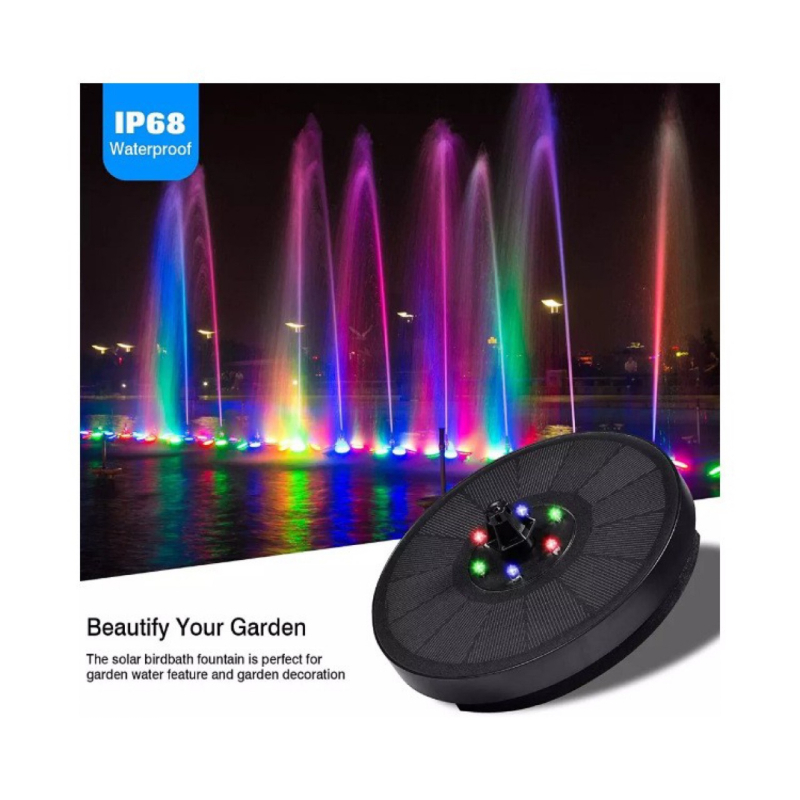 Соларен светлинен фонтан с LED осветление и смесено пръскане за външен двор
